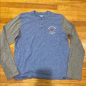 47 Blue and Gray Long Sleeve Tees Casual Cotton Blend